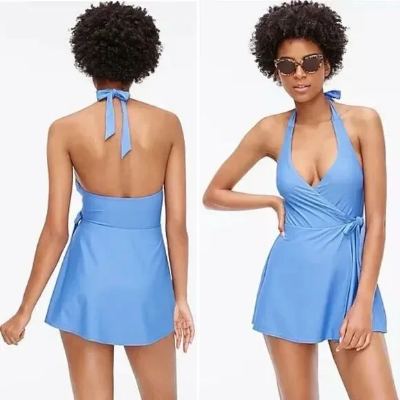 NWT J. Crew Halter Wrap Swim Dress Size 6 One Piece Skirted Swimsuit Iris Maroon NWT J. Crew Halter Wrap Swim Dress Size 6 One Piece Skirted Swimsuit Iris Maroon
